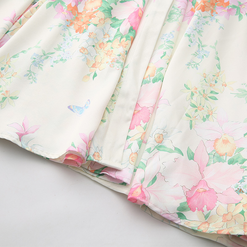 Lotus leaf edges boats sleeve long pattern dress