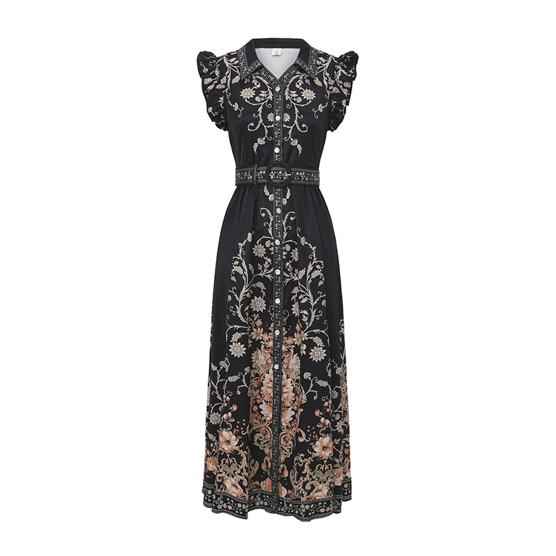 Spring and summer flowers lotus leaf edges dress