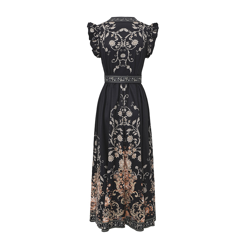 Spring and summer flowers lotus leaf edges dress