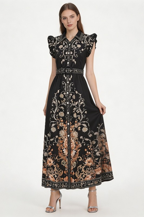 Spring and summer flowers lotus leaf edges dress