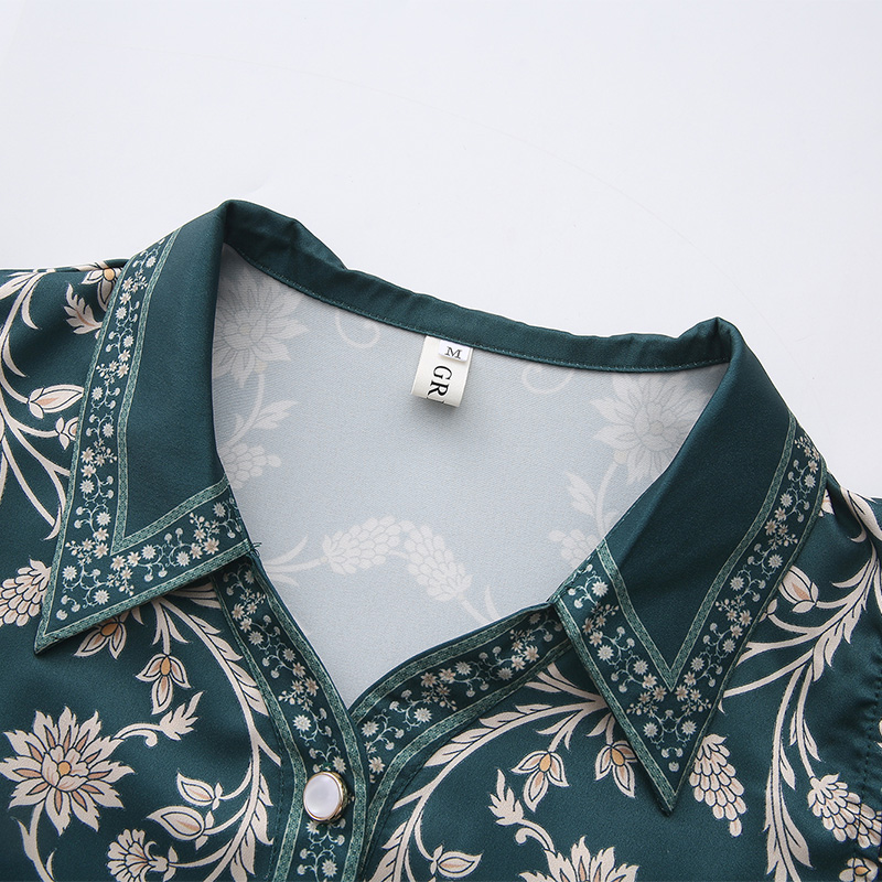 Lotus leaf edges long flowers spring and summer retro dress