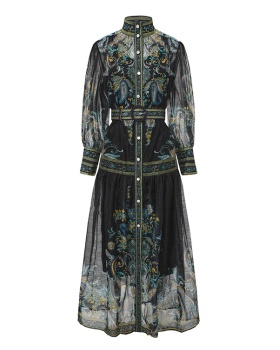 Single-breasted classical dress spring printing corset