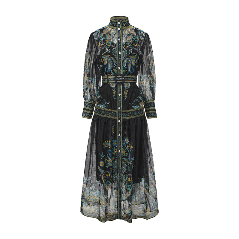 Single-breasted classical dress spring printing corset