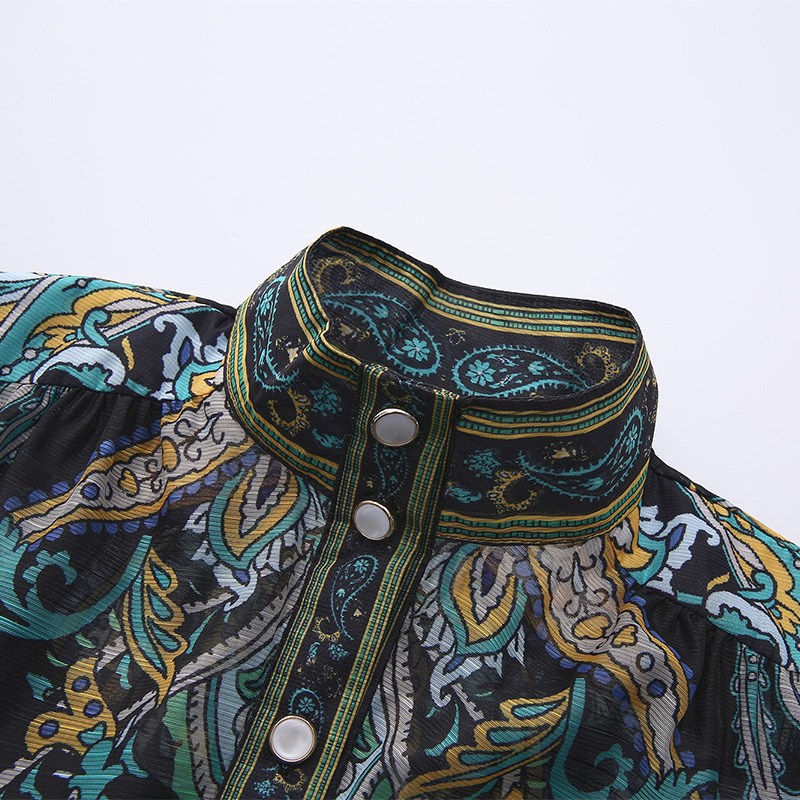 Single-breasted classical dress spring printing corset