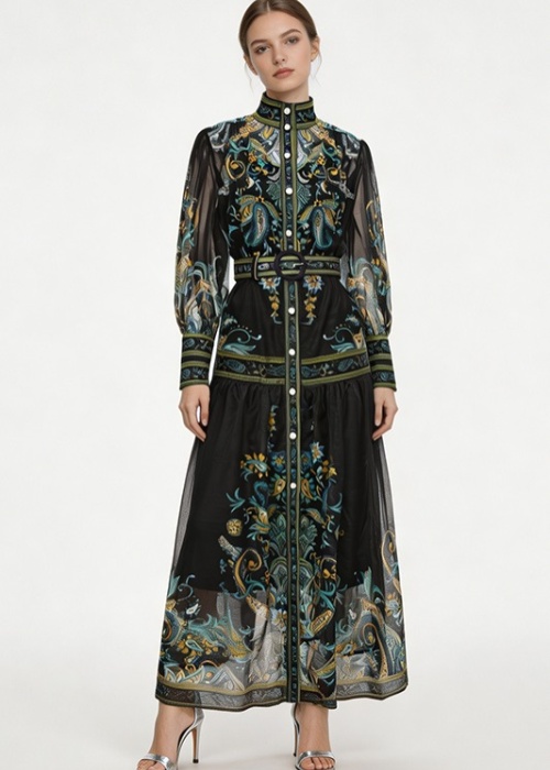 Single-breasted classical dress spring printing corset