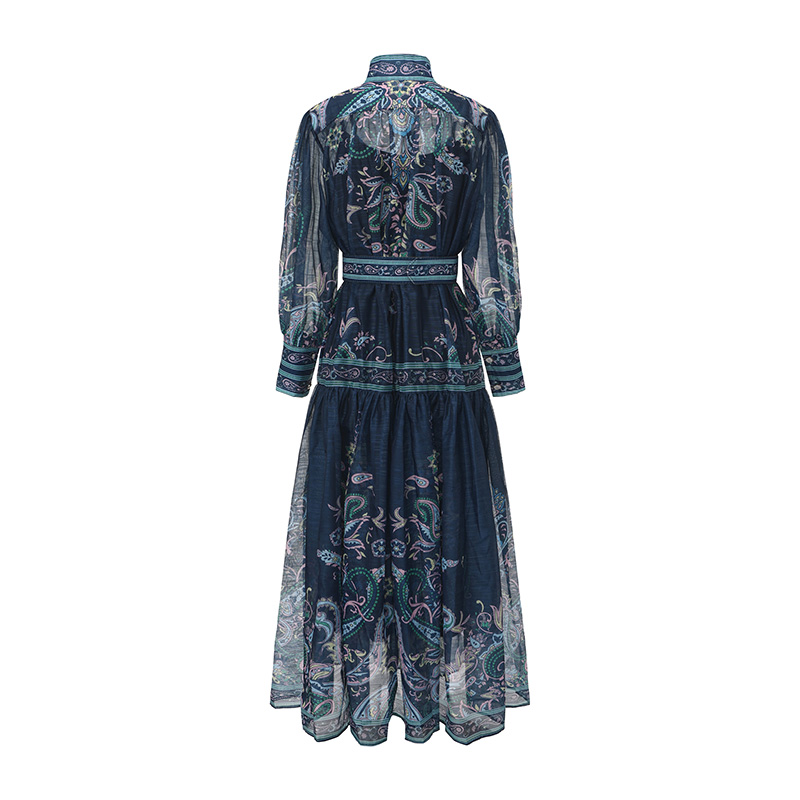 Long court style dress printing spring corset