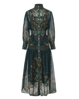 Printing spring court style corset classical long dress