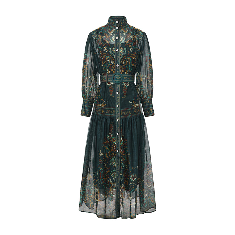 Printing spring court style corset classical long dress