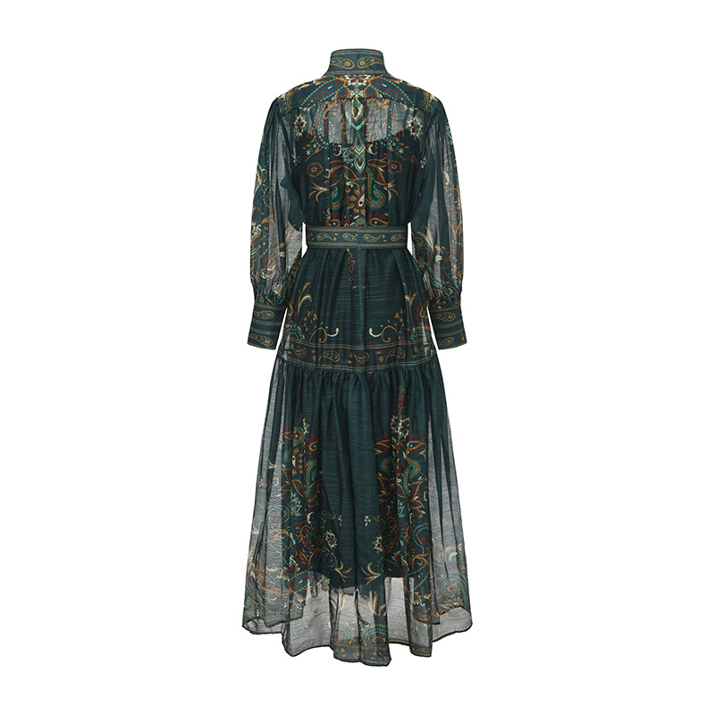 Printing spring court style corset classical long dress