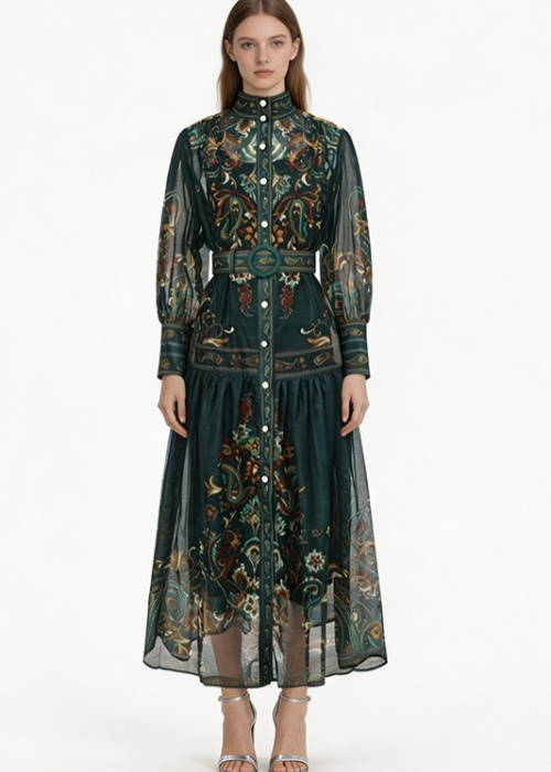 Printing spring court style corset classical long dress