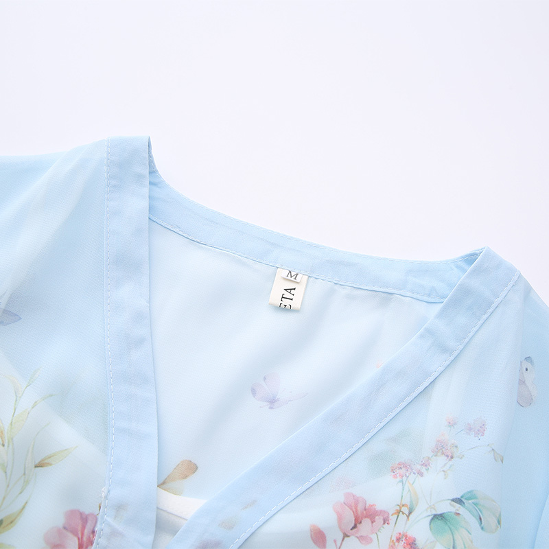 Printing spring and summer splice V-neck dress