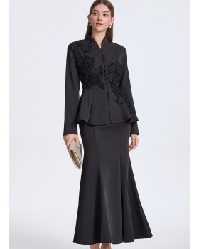 Beading fashion mermaid big flower elegant skirt a set