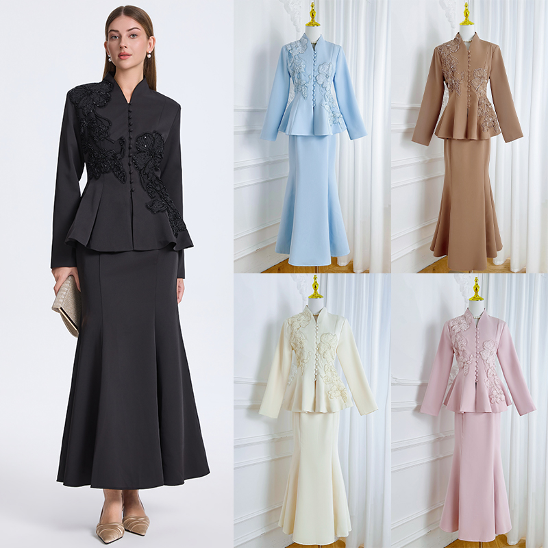 Beading fashion mermaid big flower elegant skirt a set