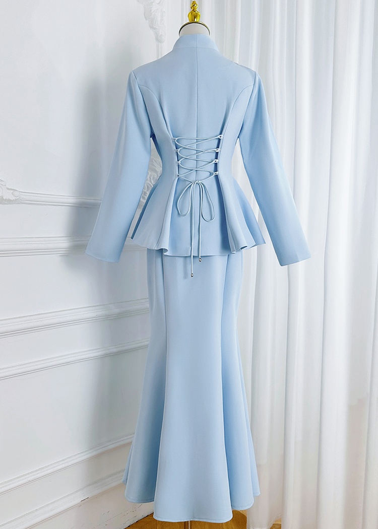 Beading fashion mermaid big flower elegant skirt a set