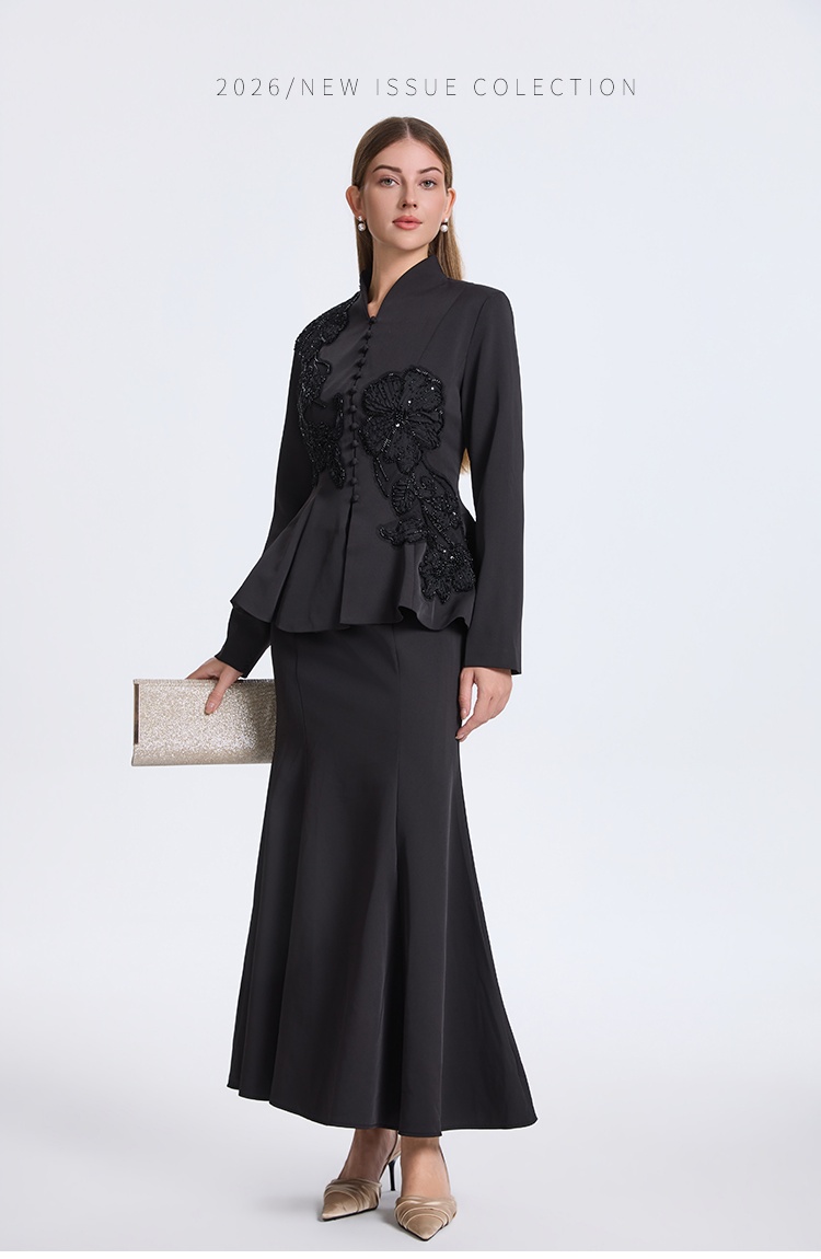 Beading fashion mermaid big flower elegant skirt a set