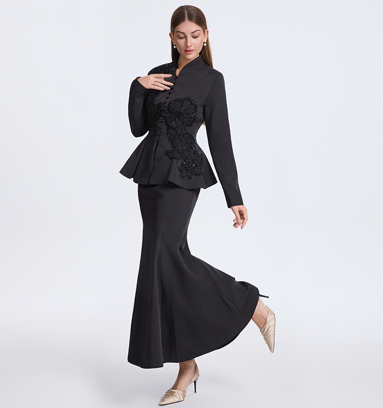 Beading fashion mermaid big flower elegant skirt a set