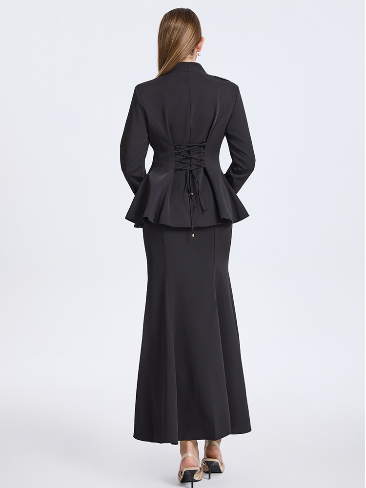 Beading fashion mermaid big flower elegant skirt a set