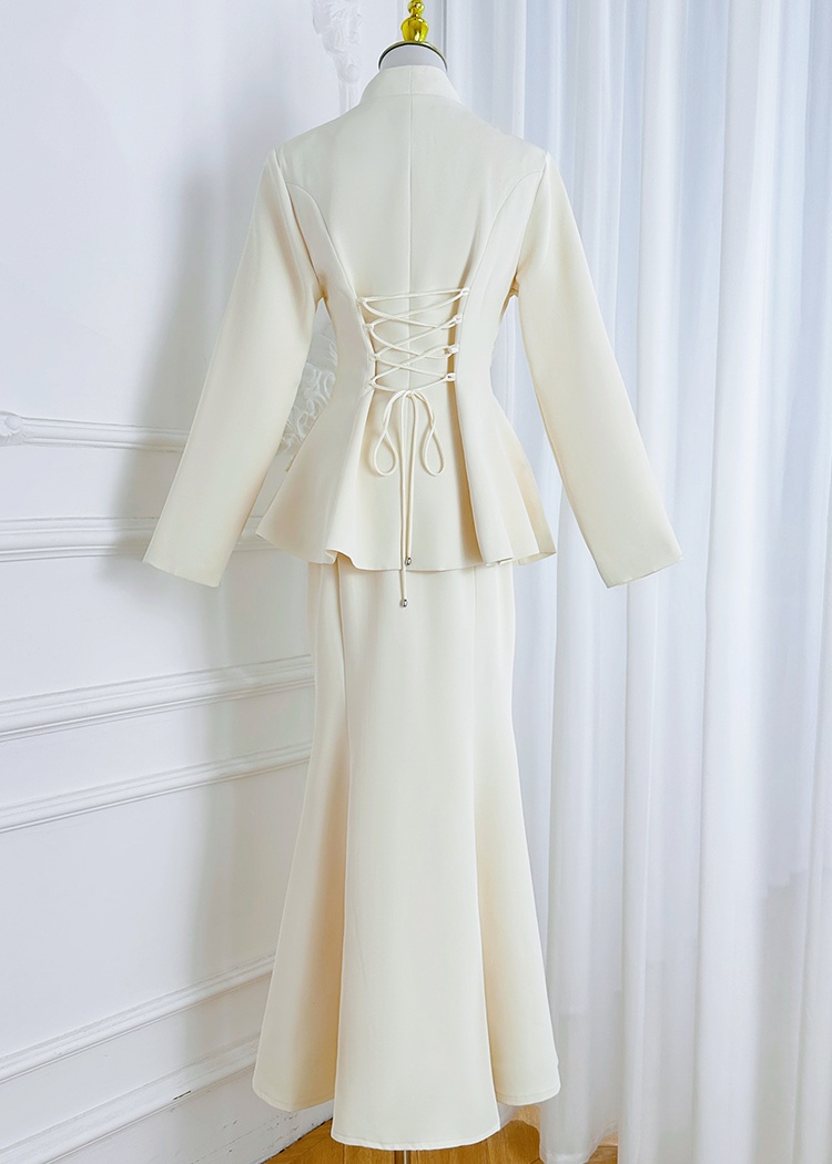 Beading fashion mermaid big flower elegant skirt a set