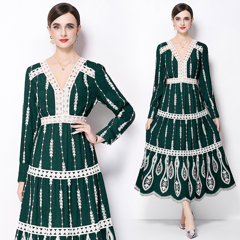 A-line spring long sleeve dress for women