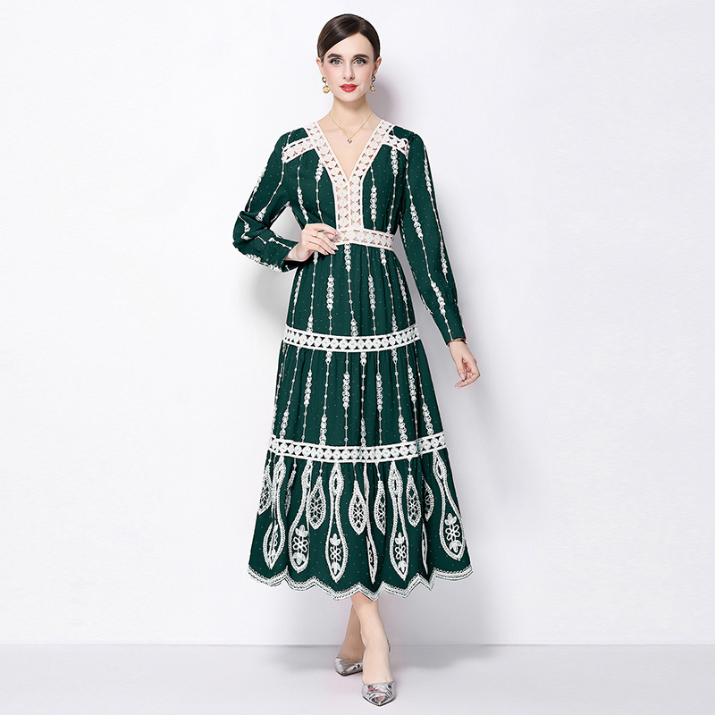 A-line spring long sleeve dress for women