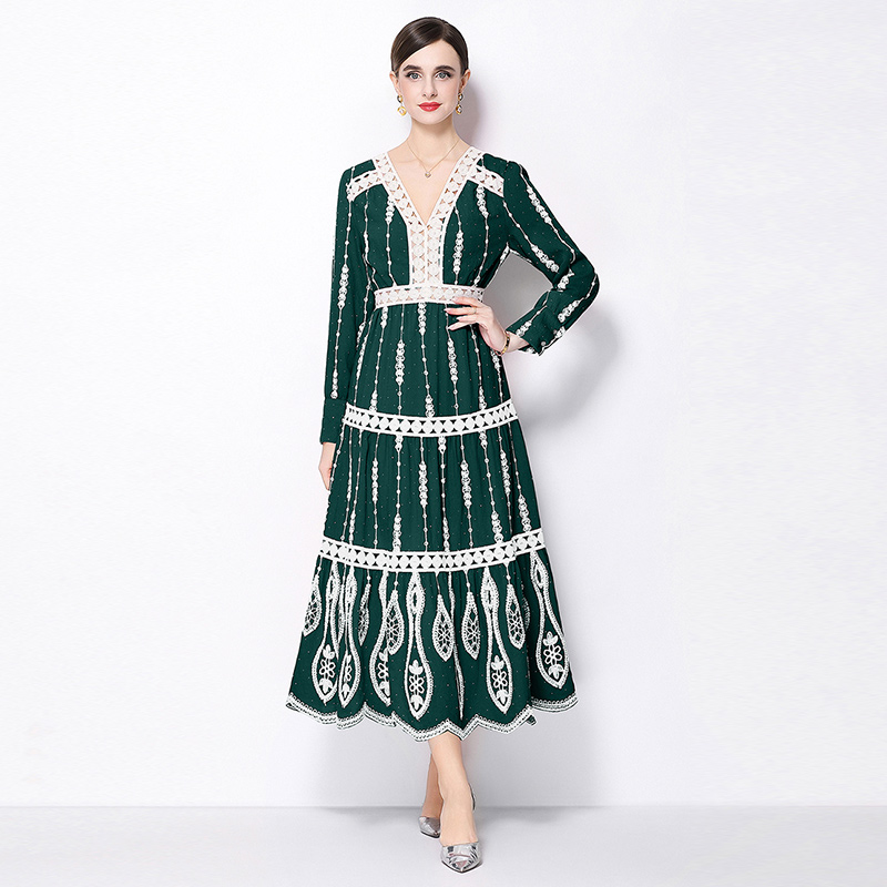 A-line spring long sleeve dress for women