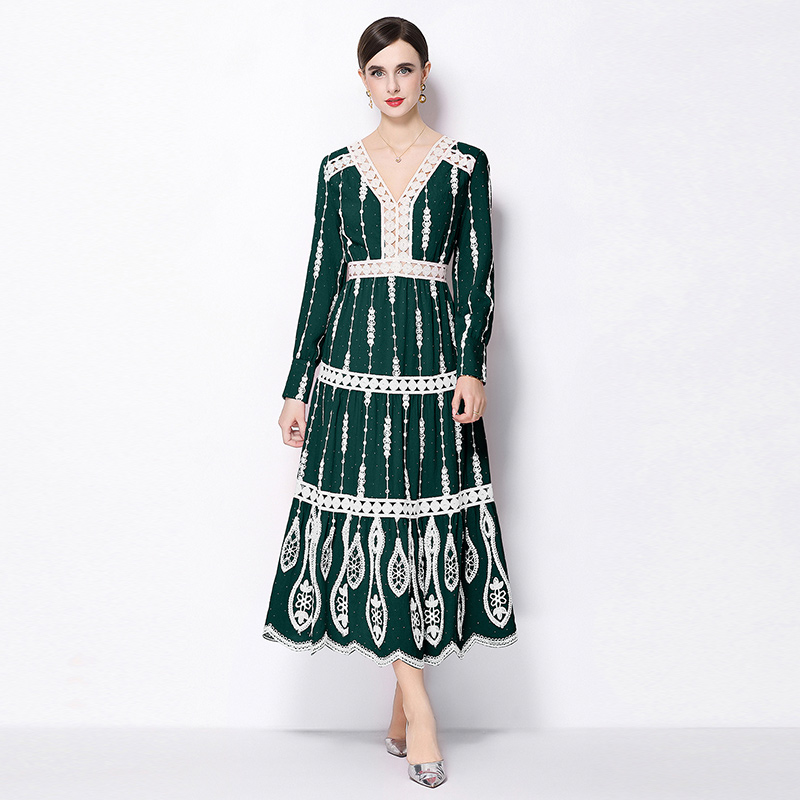 A-line spring long sleeve dress for women