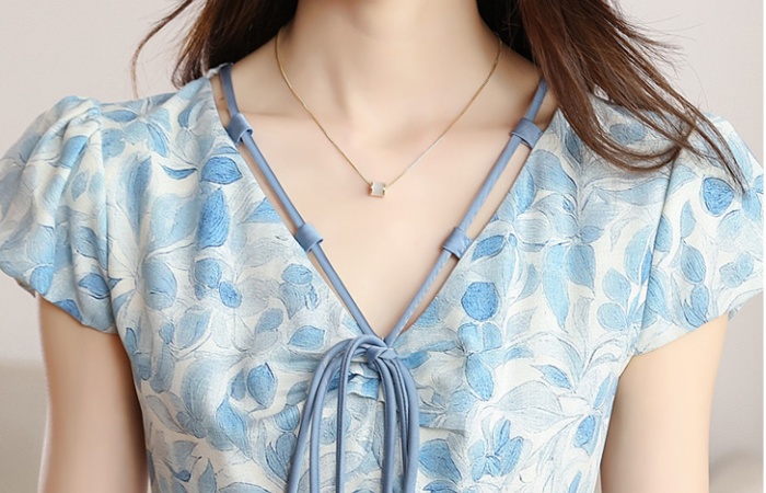 Elegant France style spring and summer pinched waist dress