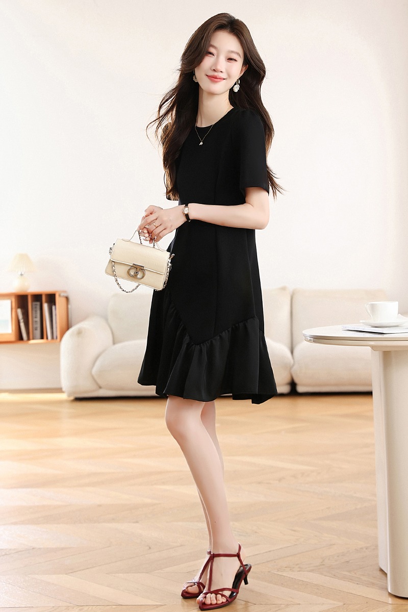 A-line France style slim Hepburn style dress for women