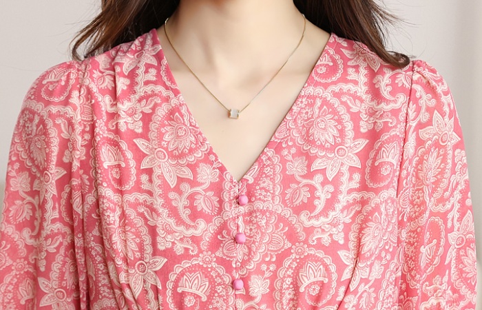 Floral small fellow temperament dress for women