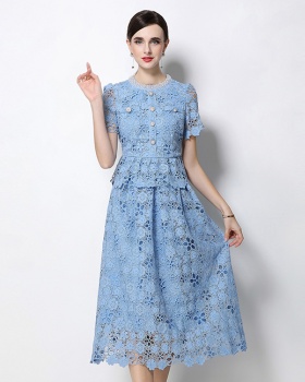 Lace hollow slim light luxury fashion skirt a set