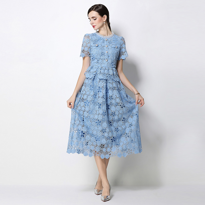 Lace hollow slim light luxury fashion skirt a set