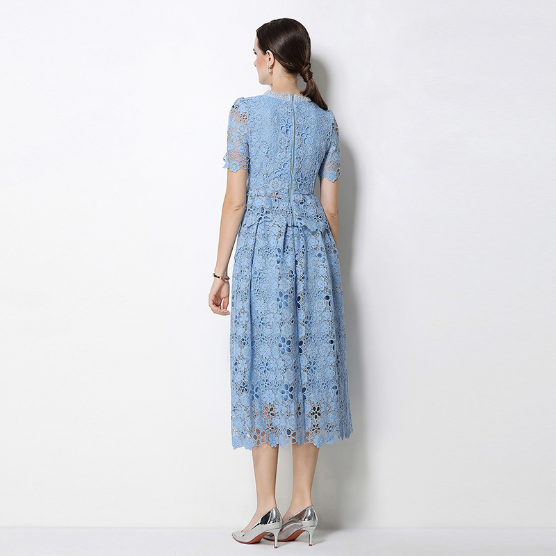 Lace hollow slim light luxury fashion skirt a set