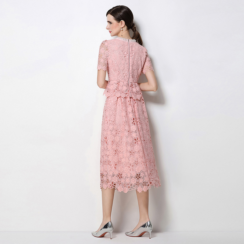 Light luxury slim lace hollow fashion skirt a set