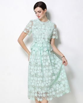 Light luxury slim hollow lace fashion skirt a set