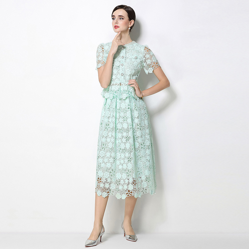 Light luxury slim hollow lace fashion skirt a set