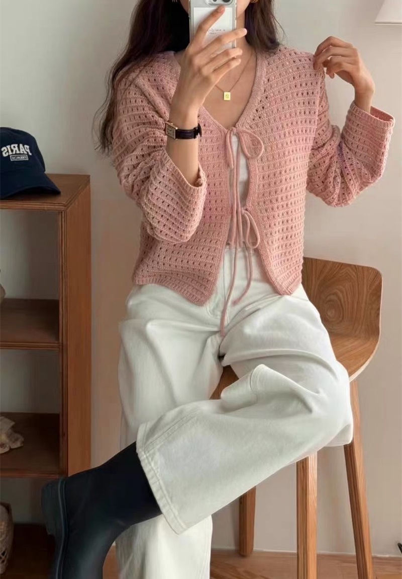 Western style frenum tops hollow show young sweater for women