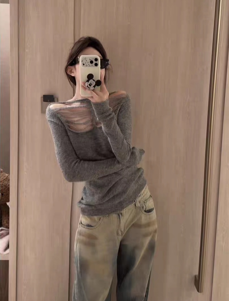 Inside the ride simple slim bottoming shirt for women