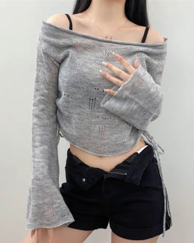 Bandage short smock loose drawstring sweater