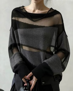 Loose spring and autumn sweater gauze tops for women