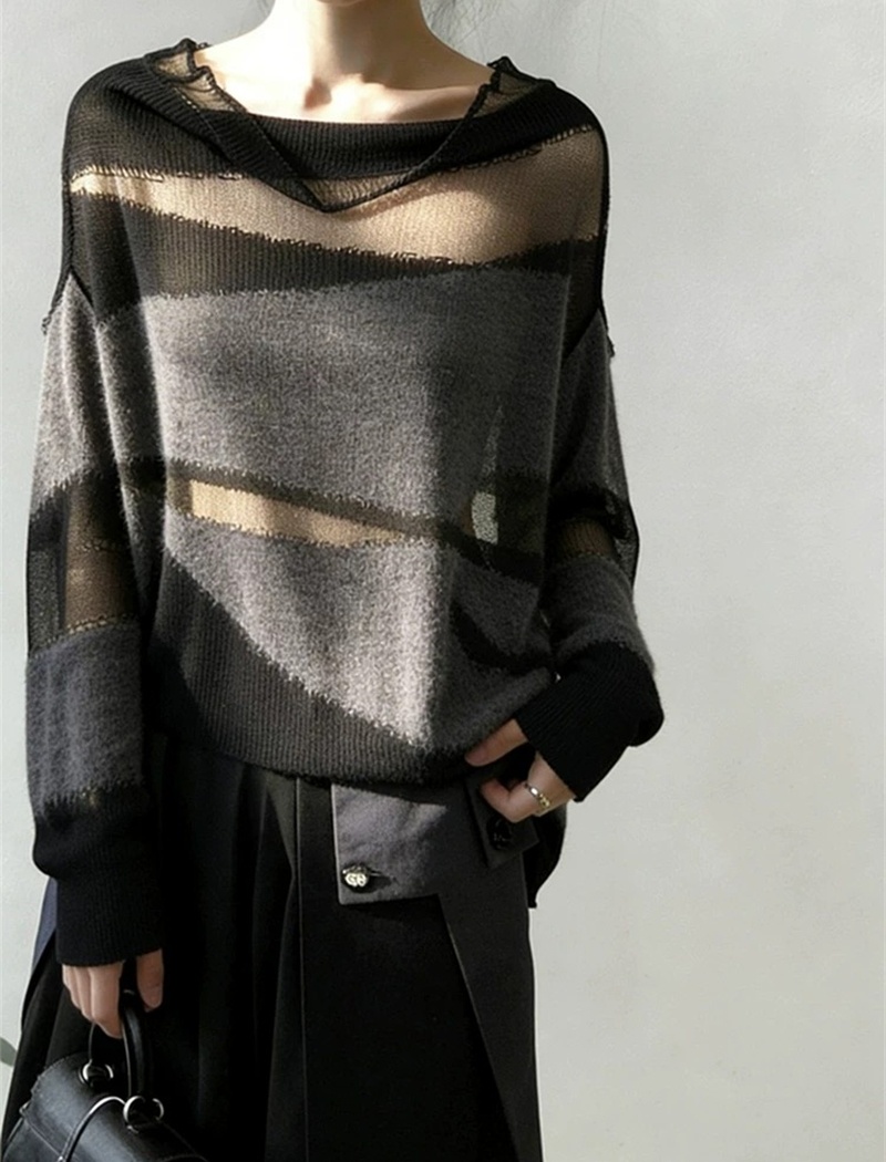 Loose spring and autumn sweater gauze tops for women