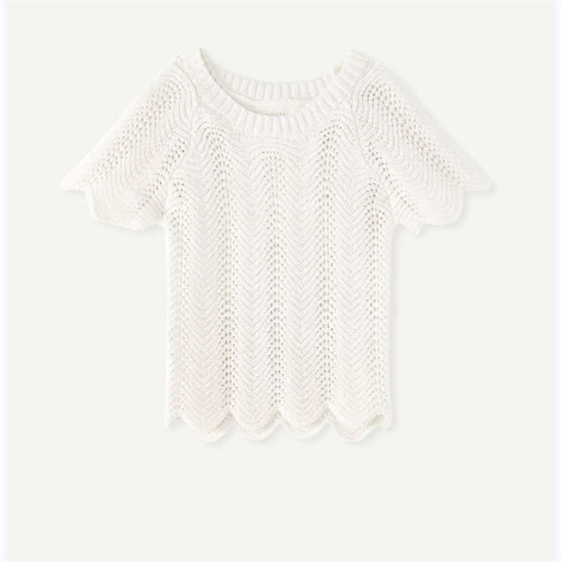 Short sleeve hollow T-shirt knitted summer tops for women