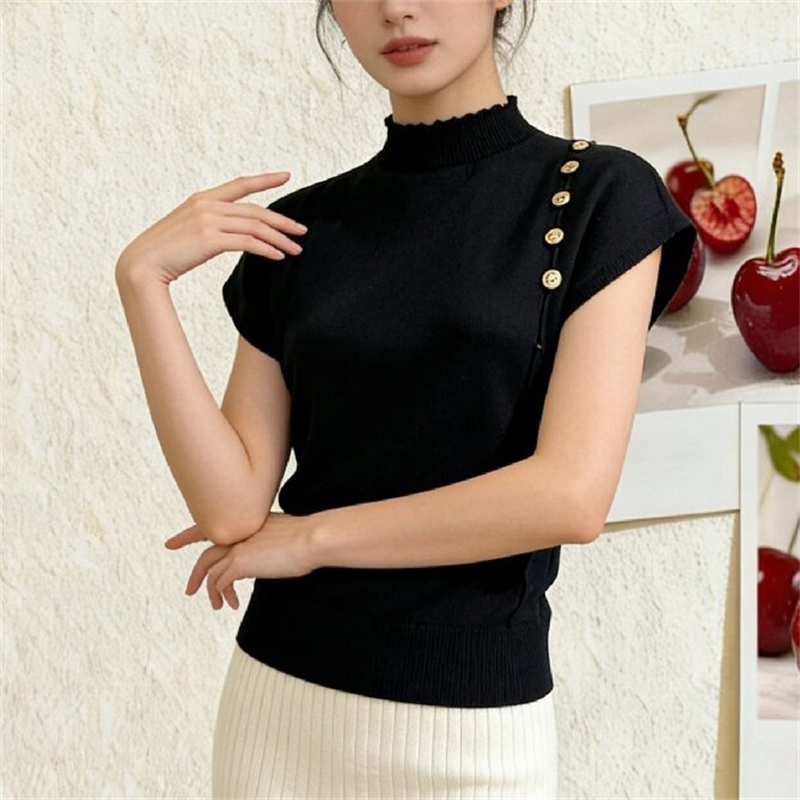 Spring and summer crimping tops pure sweater for women