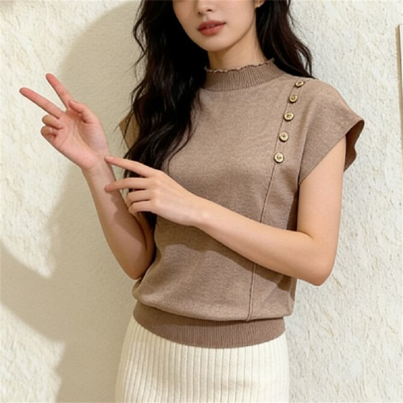 Spring and summer crimping tops pure sweater for women