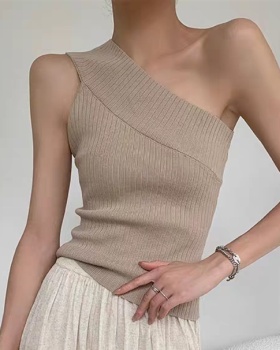 Sloping shoulder tops strapless sweater for women