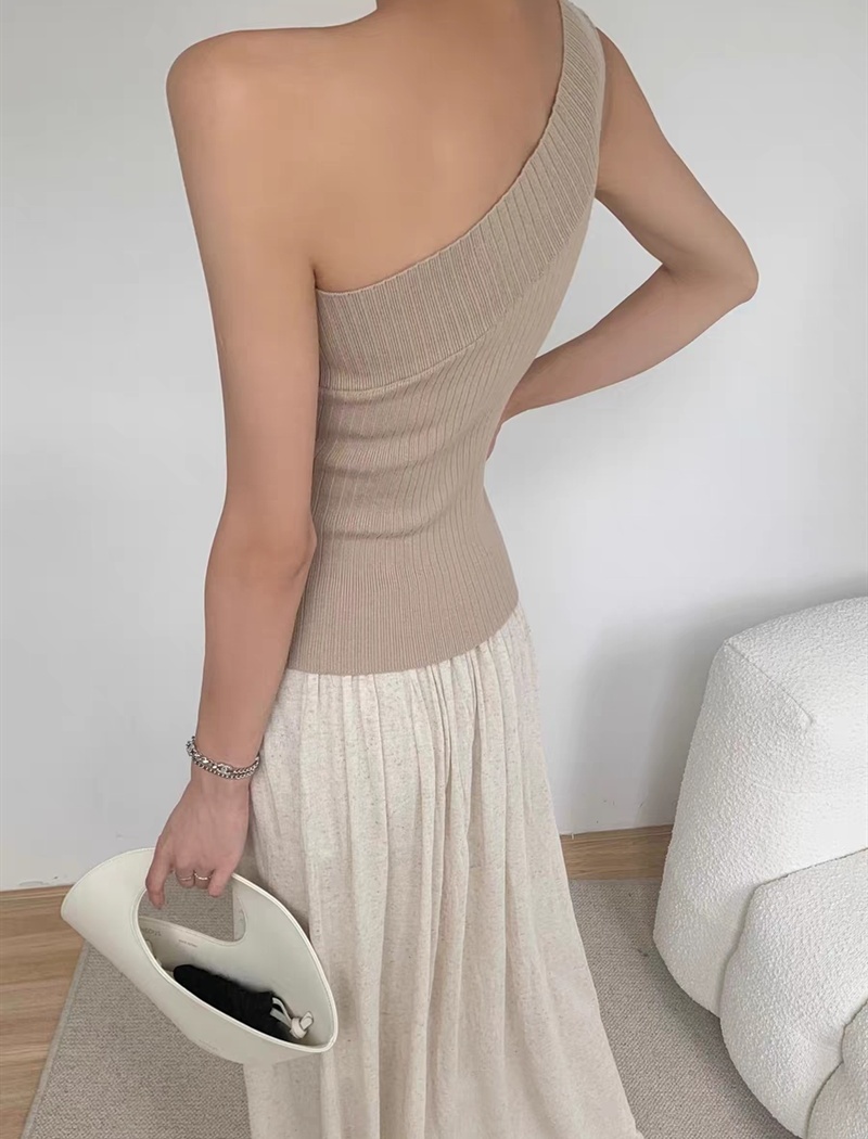 Sloping shoulder tops strapless sweater for women