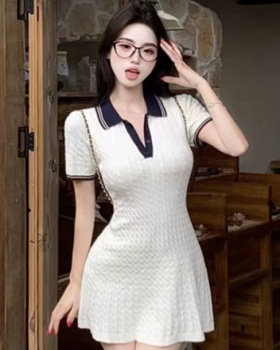 Pinched waist mixed colors dress twist T-back for women