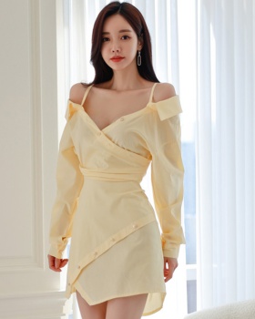 Summer pinched waist strapless dress sling package hip T-back