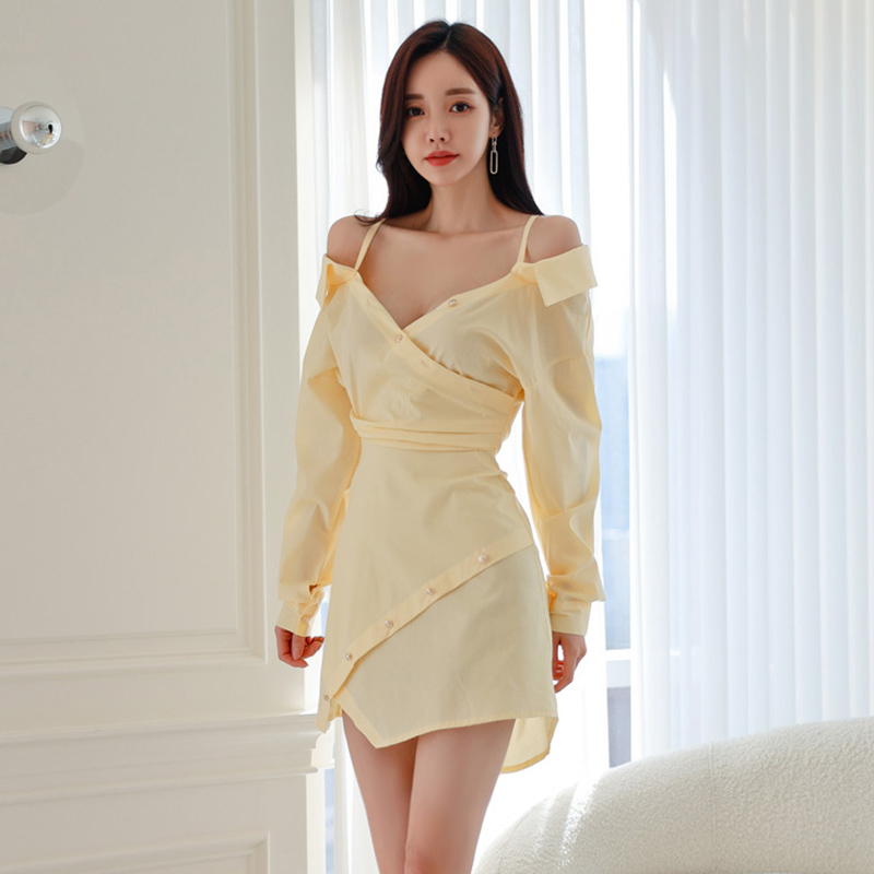 Summer pinched waist strapless dress sling package hip T-back