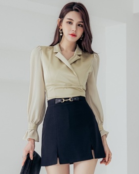 Slim tops temperament short skirt 2pcs set for women