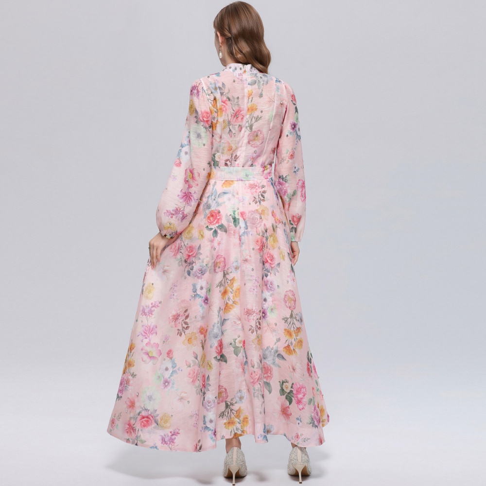 Printing pinched waist niche with sling dress